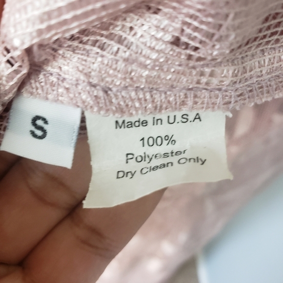 DAMIANOU Vtg 2 Piece Formal Maxi Dress Jacket Set Sheer Lace Floral Pink Sz S - Picture 13 of 14